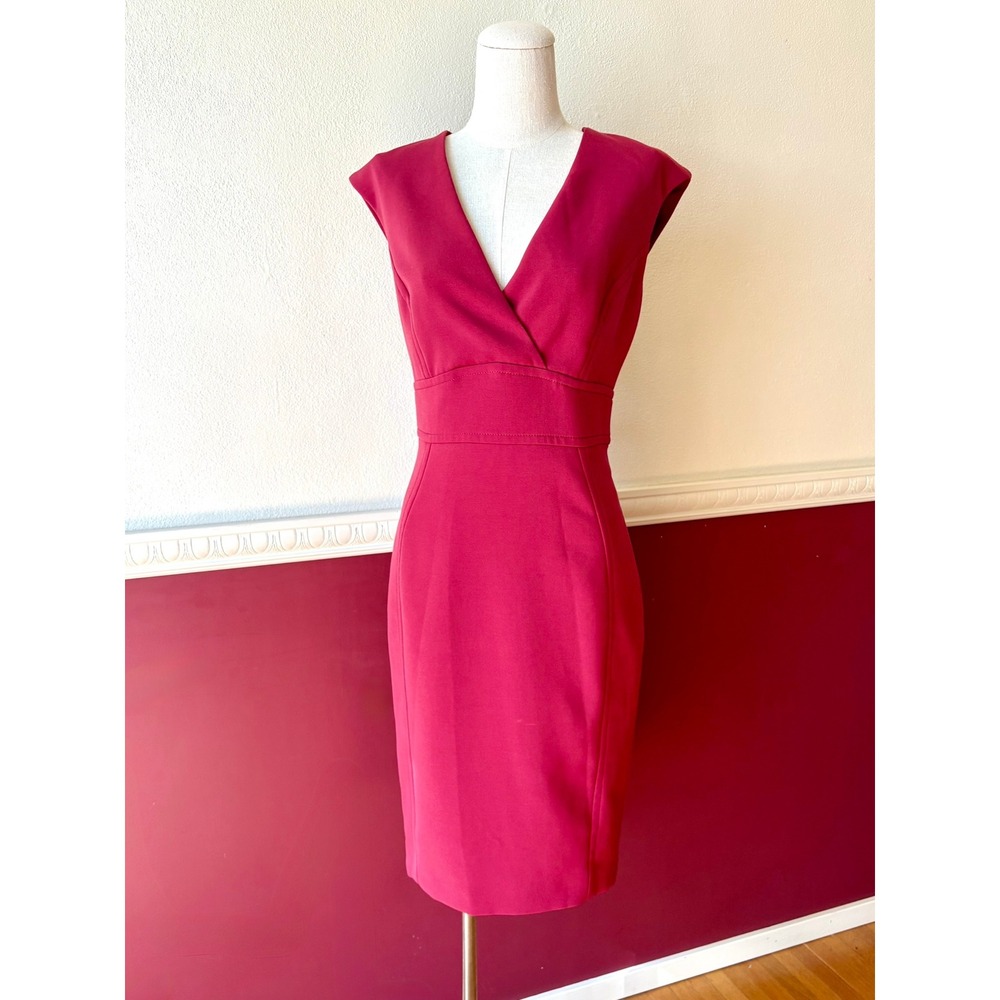 Brooks Brothers Red Bonotto Fabric V-Neck Sheath Dress 6 Quiet Luxury Minimalist